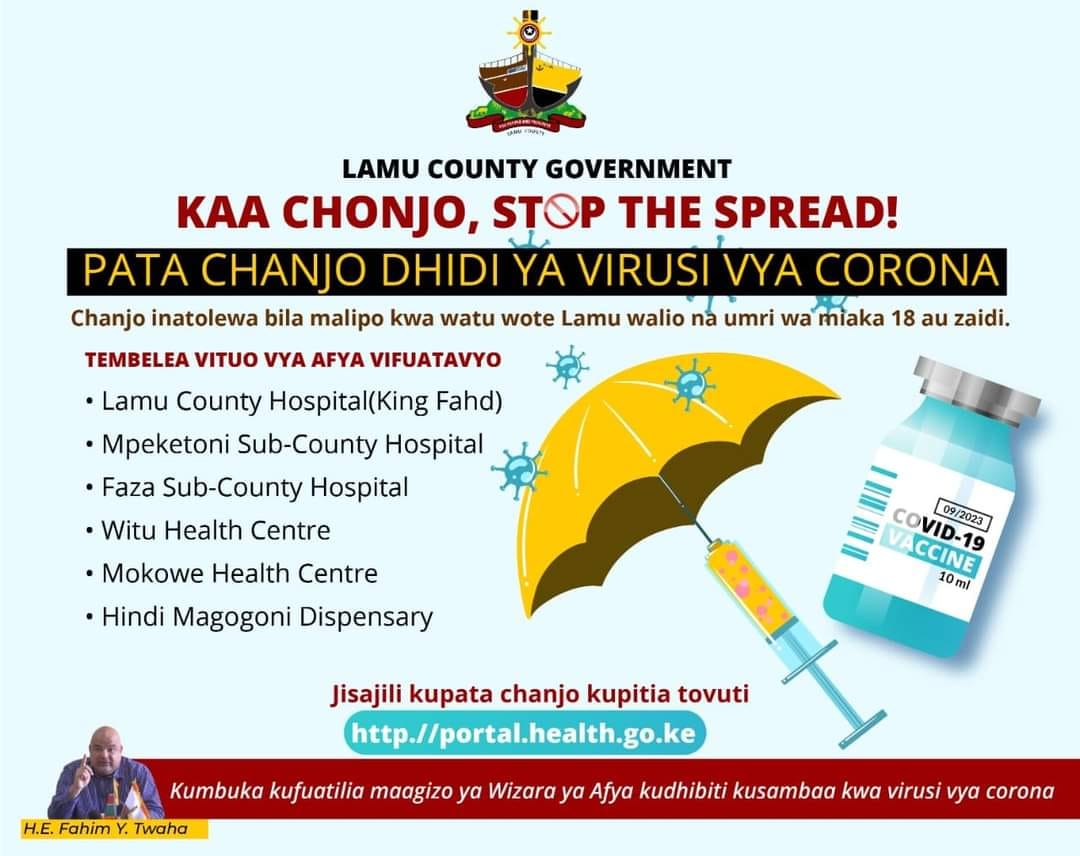 LAMU COUNTY RESIDENTS URGED TO GO FOR COVID-19 JAB