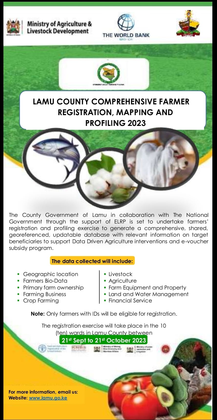 Lamu County To Launch Comprehensive Farmer’s Registration, Mapping and Profilling 2023